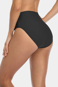 Thumbnail for Women's Solid High Waisted Pleated Bikini Swim Bottom