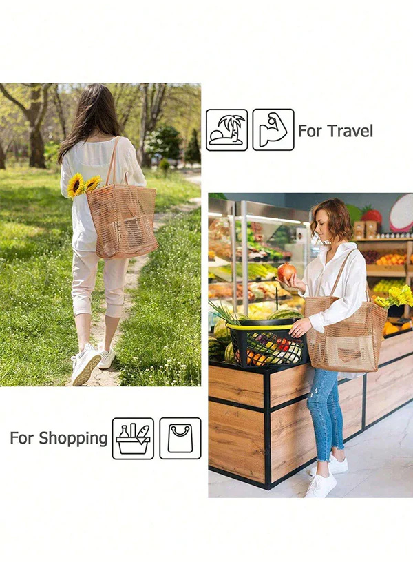 Mesh Beach Tote Bag – Ultimate All-in-One Beach Companion