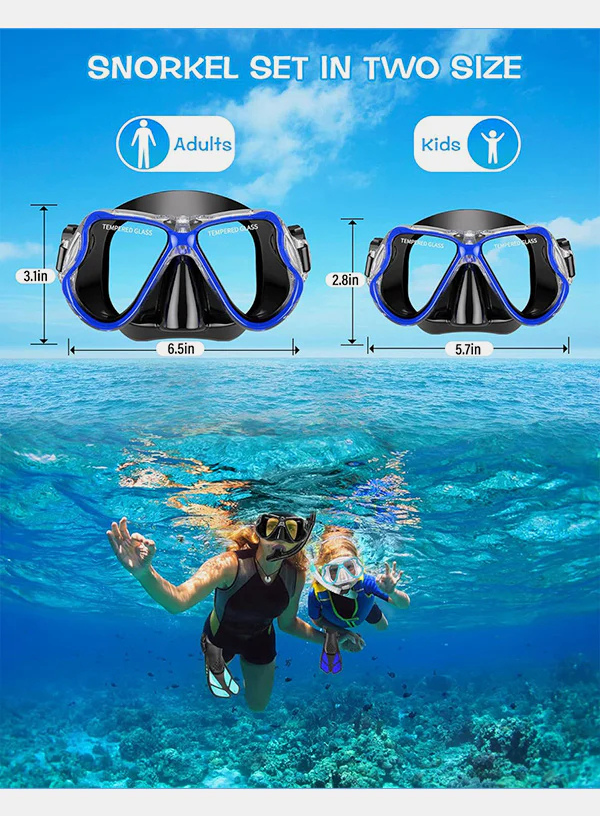 Adults Dry Snorkel Set Panoramic Wide View