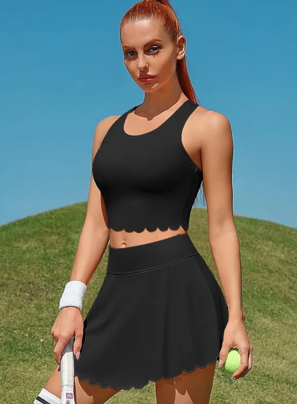 Women's Athletic Tennis Dress – High-Waisted Workout Dress with Built-In Bra