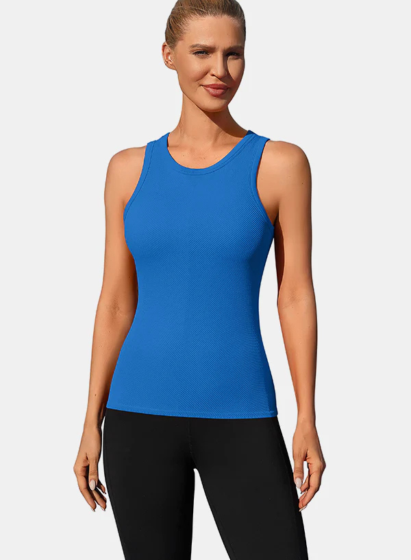 High Neck Seamless Ribbed Tank Top