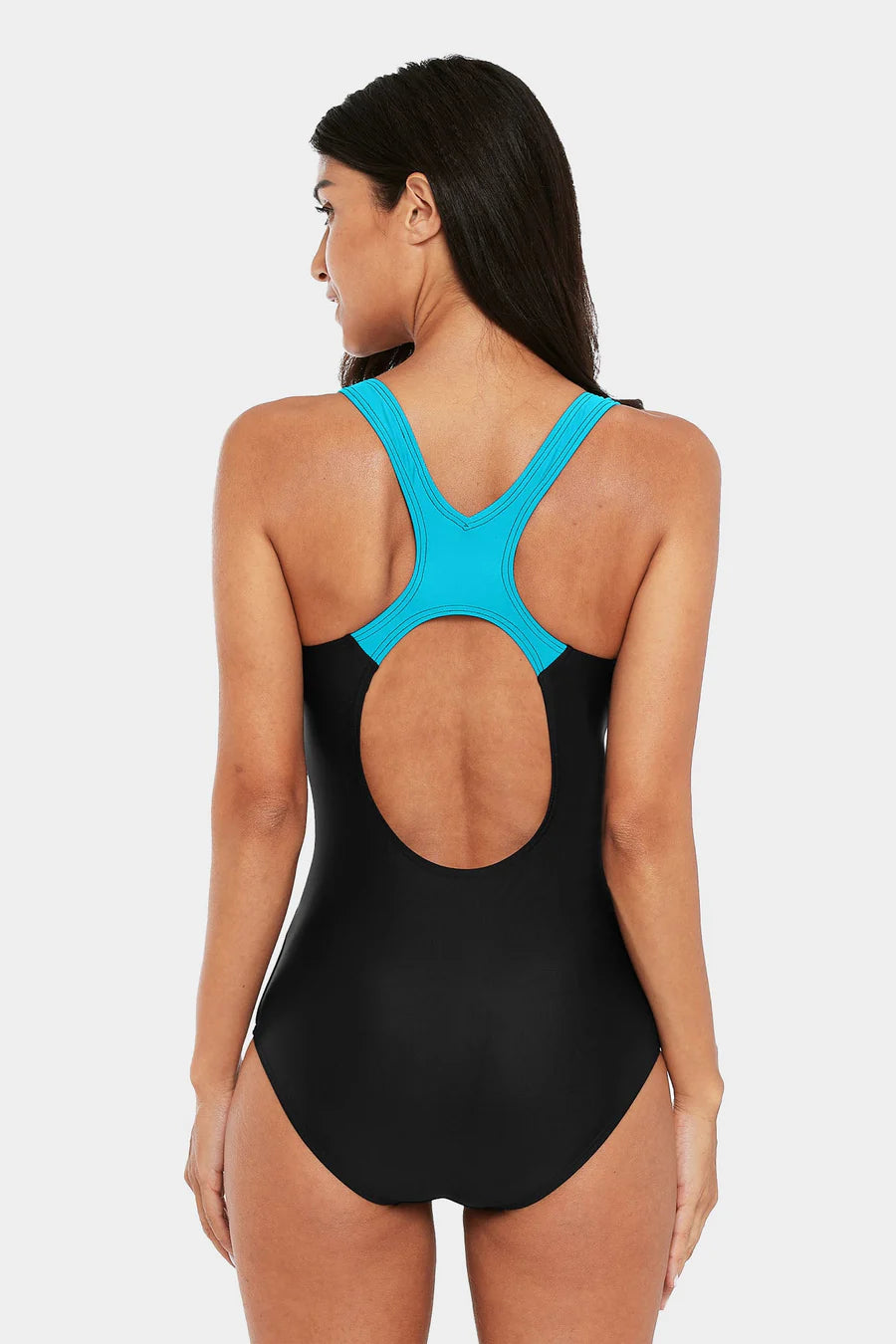 Blue Pullover Athletic Boyleg Racerback One-Piece Swimwear