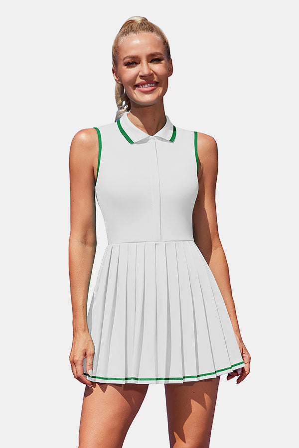 Women's Ribbed Polo Tennis Dress with Half Zip