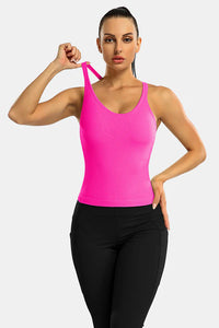Thumbnail for Neon Pink Ribbed Racerback Workout