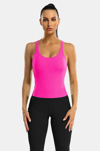 Thumbnail for Neon Pink Ribbed Racerback Workout