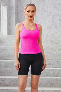 Thumbnail for Neon Pink Ribbed Racerback Workout