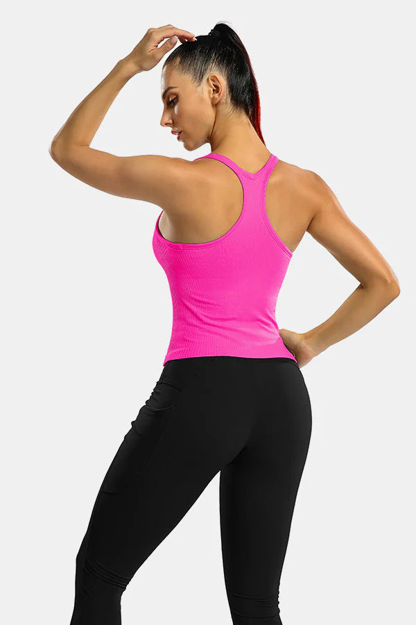 Neon Pink Ribbed Racerback Workout