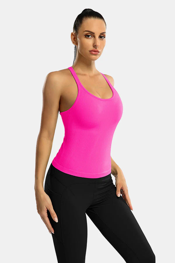 Neon Pink Ribbed Racerback Workout
