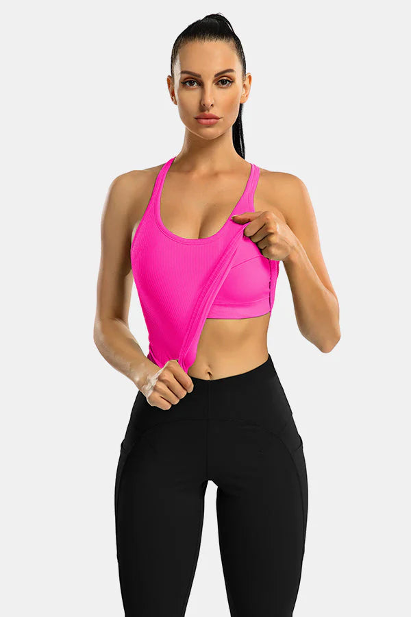 Neon Pink Ribbed Racerback Workout