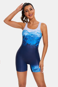 Thumbnail for Women's Ocean Wave Blue One-Piece Swimsuit