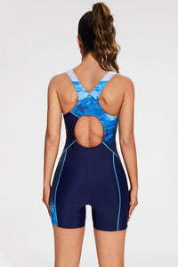 Thumbnail for Women's Ocean Wave Blue One-Piece Swimsuit