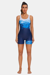 Thumbnail for Women's Ocean Wave Blue One-Piece Swimsuit