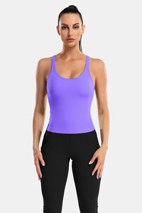 Thumbnail for Purple Ribbed Racerback Workout Crop Tank