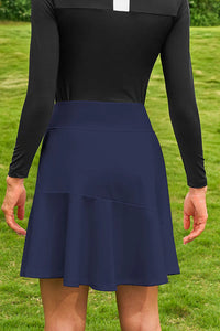 Thumbnail for Navy Knee-Length Ruffle Hem Athletic Skirt