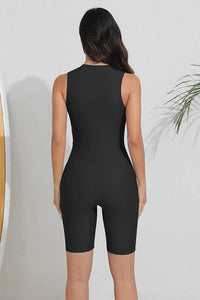 Thumbnail for Black & White Colorblock Sports Swimsuit