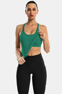 Thumbnail for Green Ribbed Racerback Workout Crop Tank
