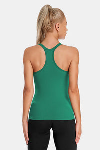 Thumbnail for Green Ribbed Racerback Workout Crop Tank