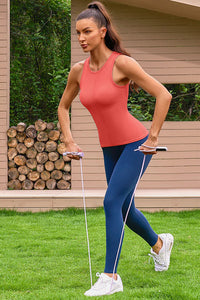 Thumbnail for Coral High Neck Full Back Seamless Tight Fit Ribbed