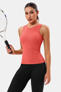 Thumbnail for Coral High Neck Full Back Seamless Tight Fit Ribbed