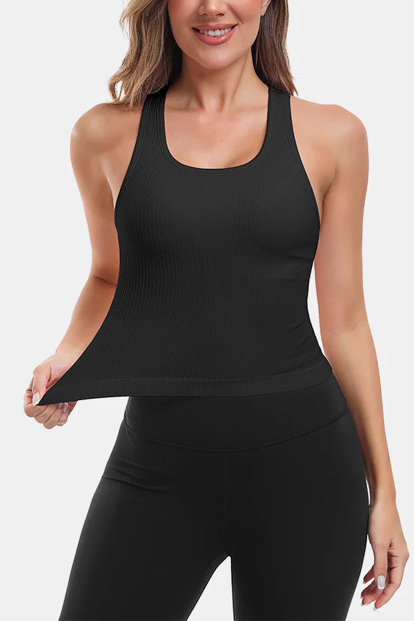 Black Seamless Racerback Yoga Tank