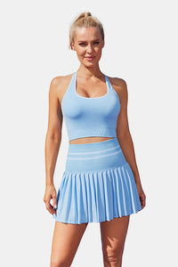 Thumbnail for Women's High-Waist Pleated Skirt Two-Piece Blue Tennis
