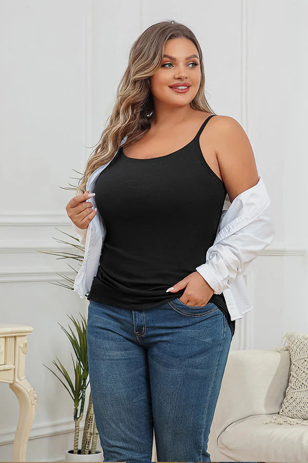 Black Cotton Camisole Tank Top