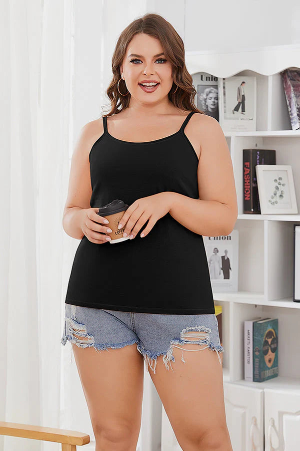 Black Cotton Camisole Tank Top