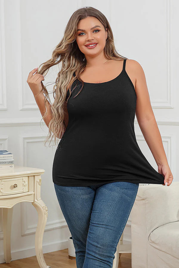 Black Cotton Camisole Tank Top