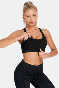 Thumbnail for Black Ribbed Racerback Workout Crop Tank