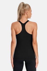 Thumbnail for Black Ribbed Racerback Workout Crop Tank
