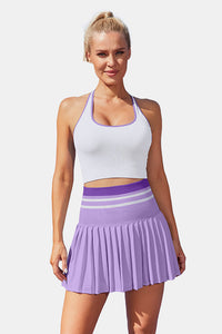 Thumbnail for Women's High-Waist Pleated Skirt Two-Piece Purple Tennis