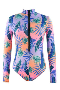 Thumbnail for Feather Print Long Sleeve Half Zip UPF50+ Rash Guard
