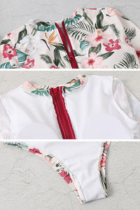 Thumbnail for Sweety Pink Floral Zip Long Sleeve UPF50+ Rash Guard