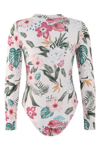 Thumbnail for Sweety Pink Floral Zip Long Sleeve UPF50+ Rash Guard