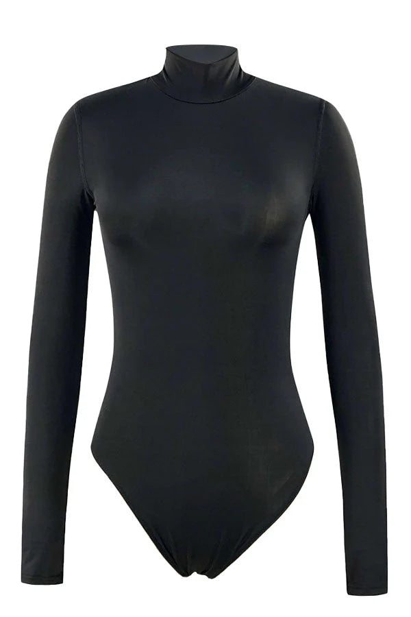 Black Mock Collar Back Zip Long Sleeve UPF50+ Rash Guard