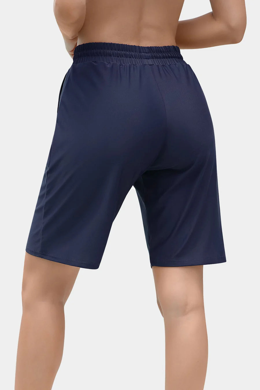Women's Solid High Waist Quick Dry Long Board Shorts