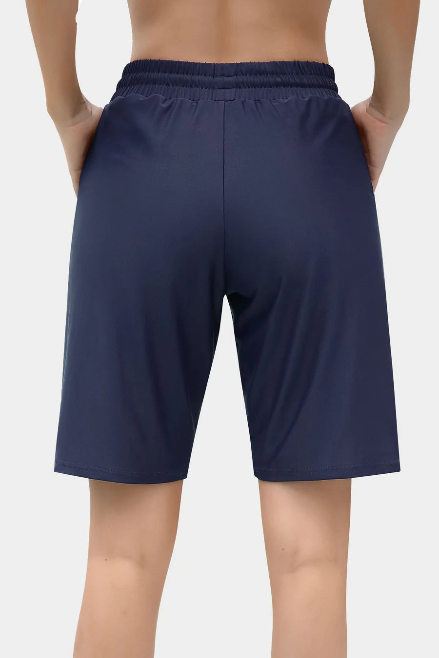 Women's Solid High Waist Quick Dry Long Board Shorts