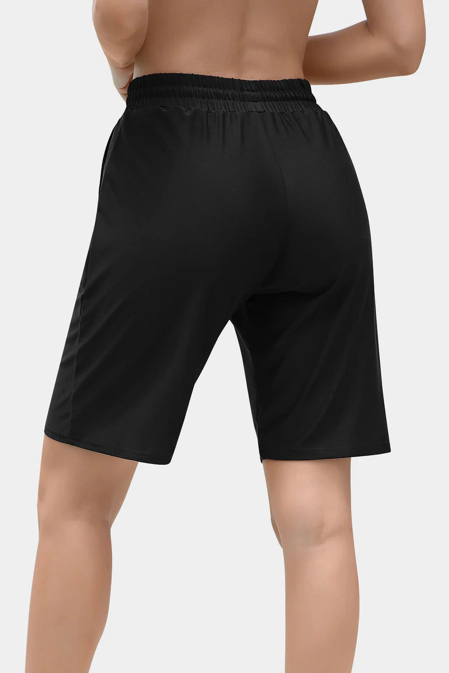 Women's Solid High Waist Quick Dry Long Board Shorts