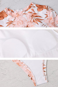 Thumbnail for Clearance  Love-filled Floral Print Zip Long Sleeve UPF50+ Rash Guard