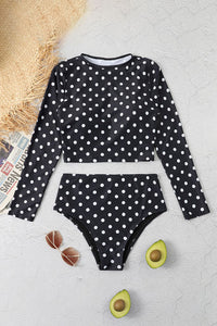 Thumbnail for Polka Dot Two-Piece Long Sleeve UPF50+ Rash Guard