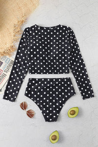 Thumbnail for Polka Dot Two-Piece Long Sleeve UPF50+ Rash Guard