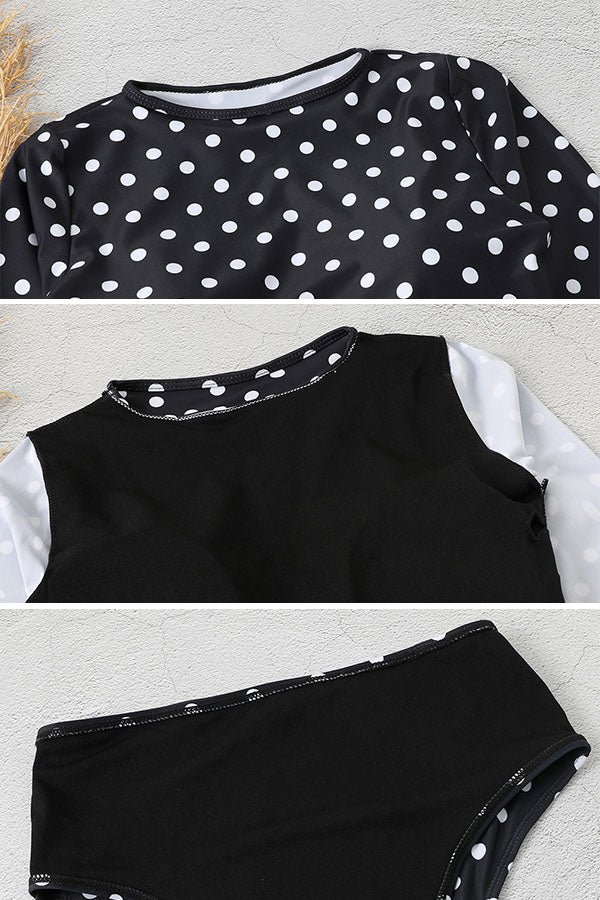 Polka Dot Two-Piece Long Sleeve UPF50+ Rash Guard