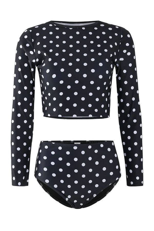 Polka Dot Two-Piece Long Sleeve UPF50+ Rash Guard