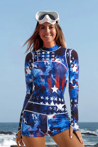 Thumbnail for American Flag Long Sleeve Boyleg UPF50+ Rash Guard
