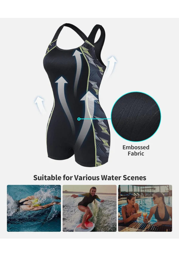 Women's Boyleg One-Piece Competitive Swimsuit – Water Aerobics & Training