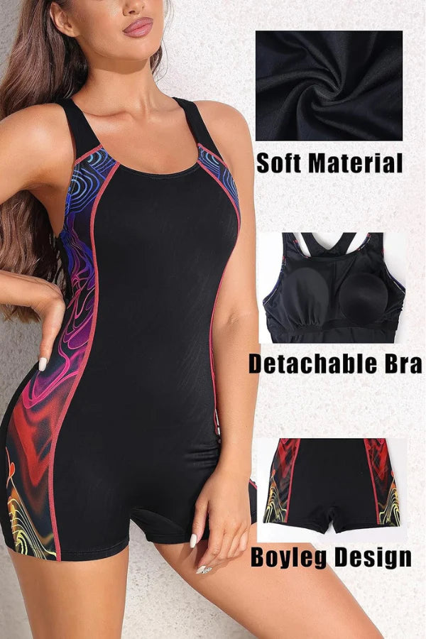 Women's Boyleg One-Piece Competitive Swimsuit – Water Aerobics & Training