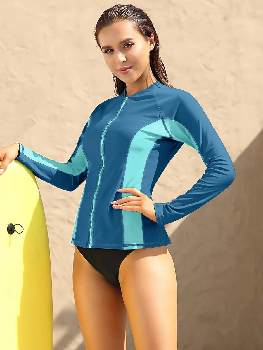 Aqua Shades Colorblock Long Sleeve Rash Guard