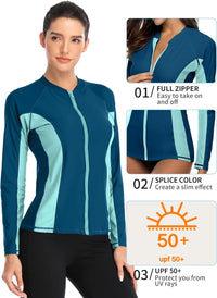 Thumbnail for Aqua Shades Colorblock Long Sleeve Rash Guard