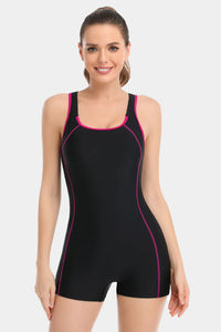 Thumbnail for Pink Pullover Athletic Boyleg Racerback One-Piece Swimwear