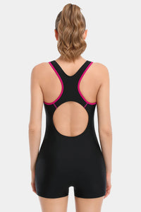 Thumbnail for Pink Pullover Athletic Boyleg Racerback One-Piece Swimwear